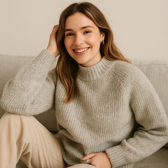 Calvin Klein Women’s Mock-Neck Knit Pullover Sweater – Granite Mix – NWT - Picture 1 of 6